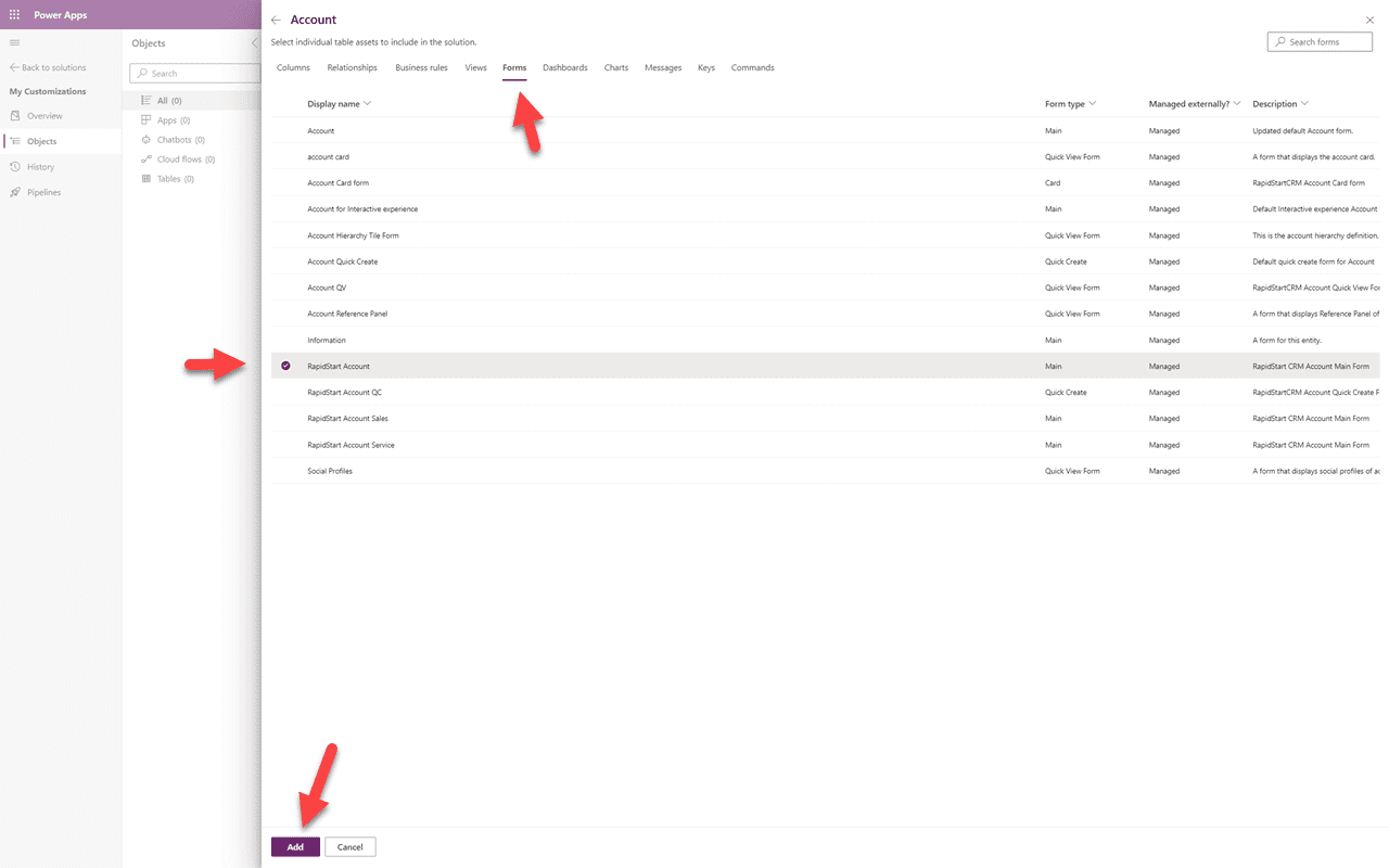 Select objects — do NOT include all objects
