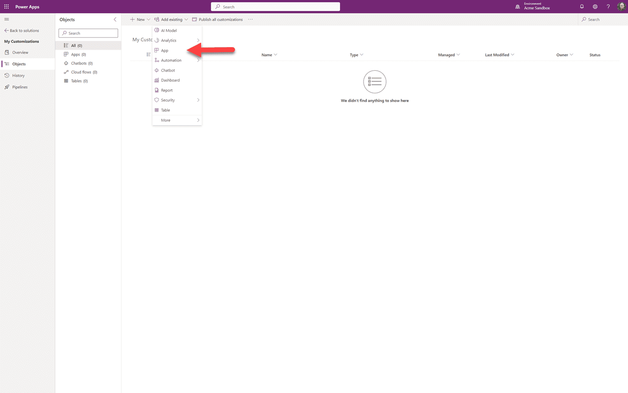 My Customizations solution — open it