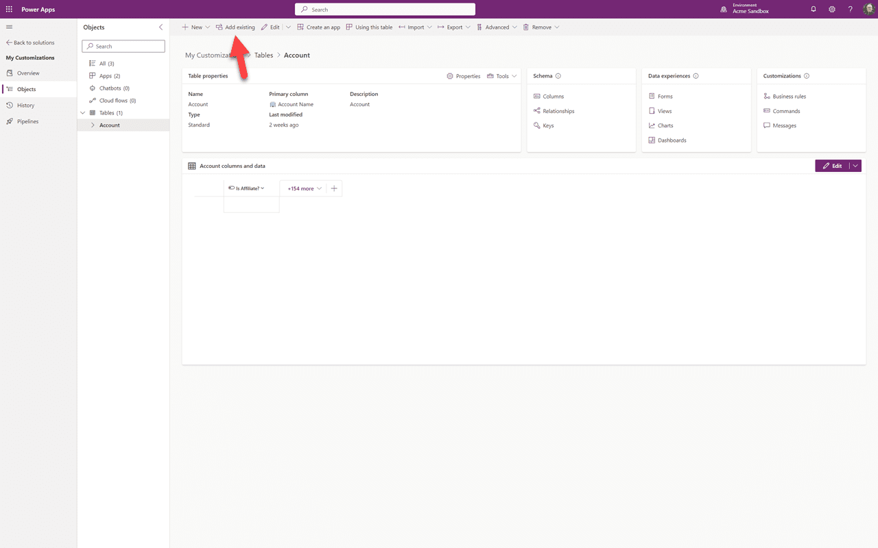 Clicca sui tre puntini su Account e seleziona Apri