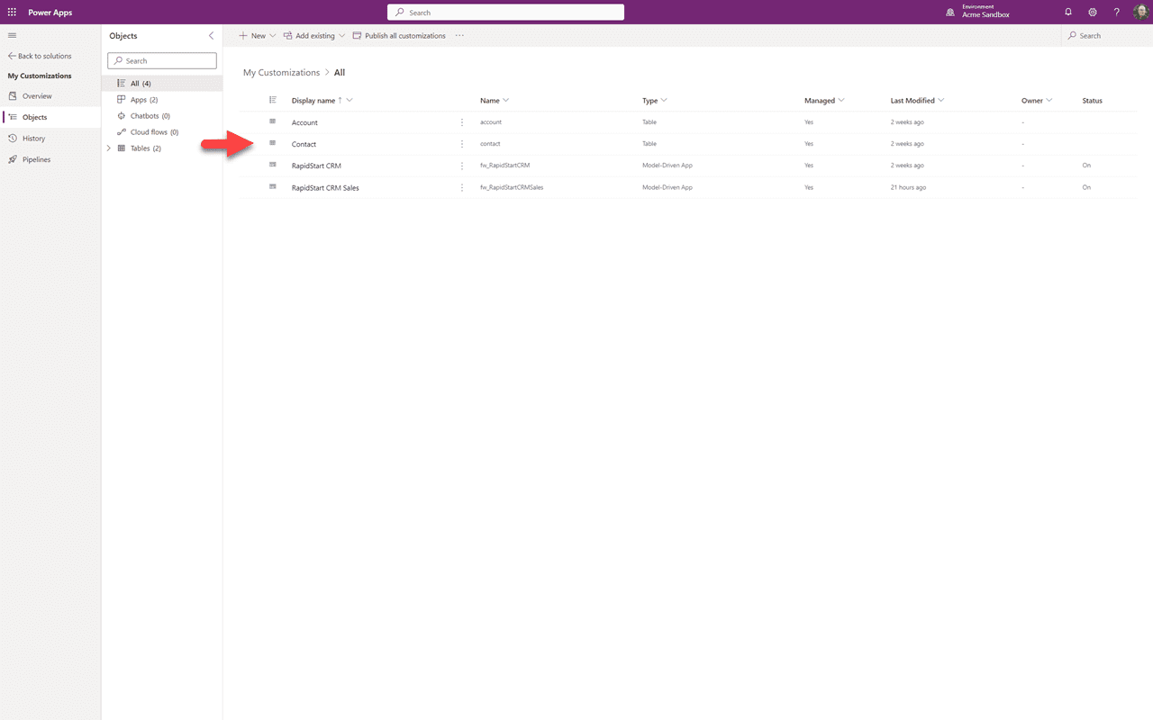 Kontaktobjekt tillagt med endast det förlorade fältet