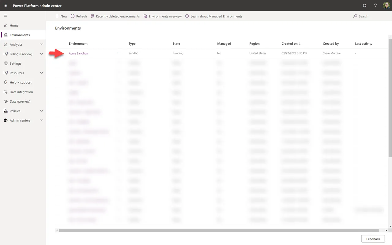 Confirm copy to sandbox