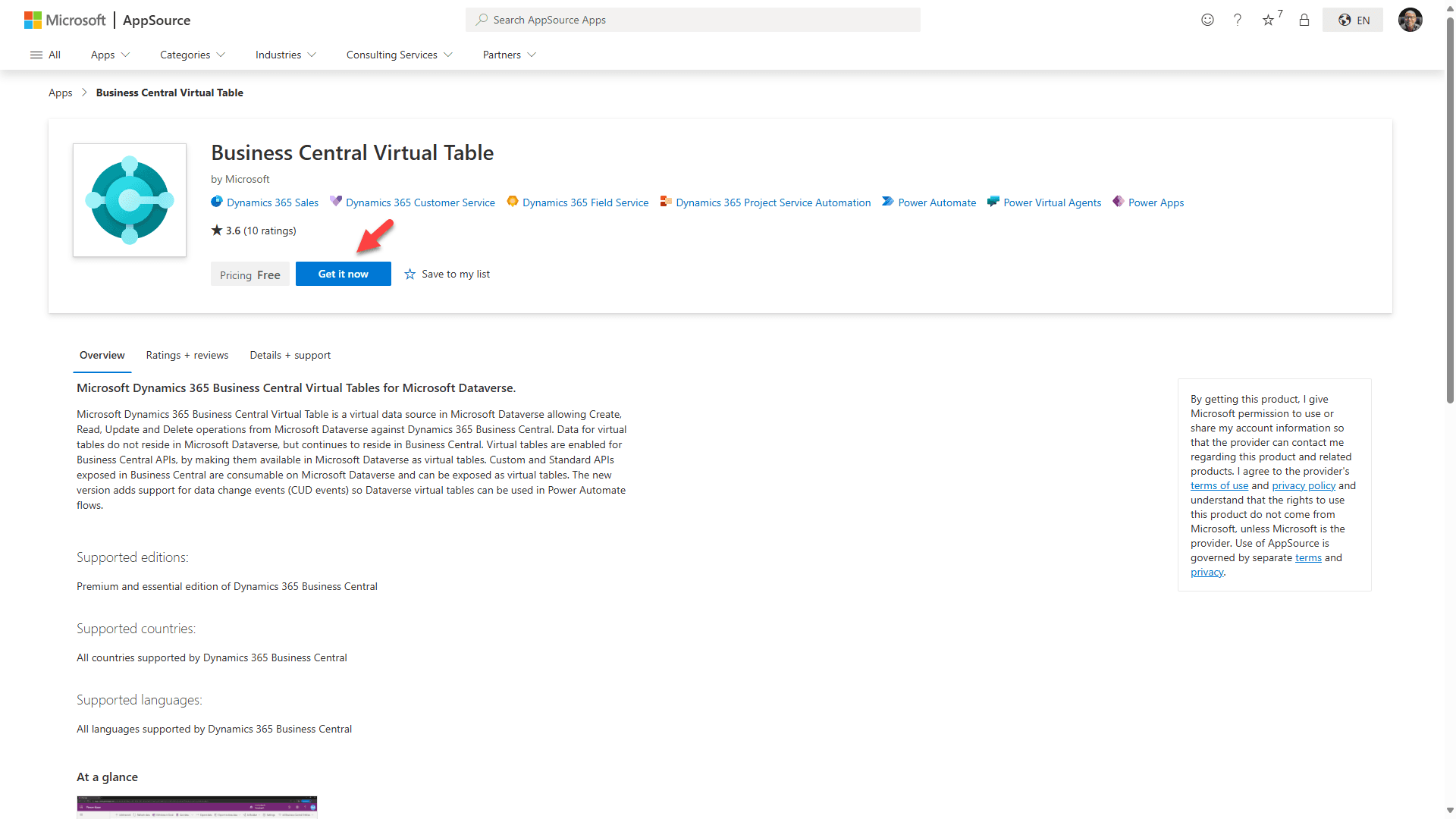AppSource - Nu ophalen knop