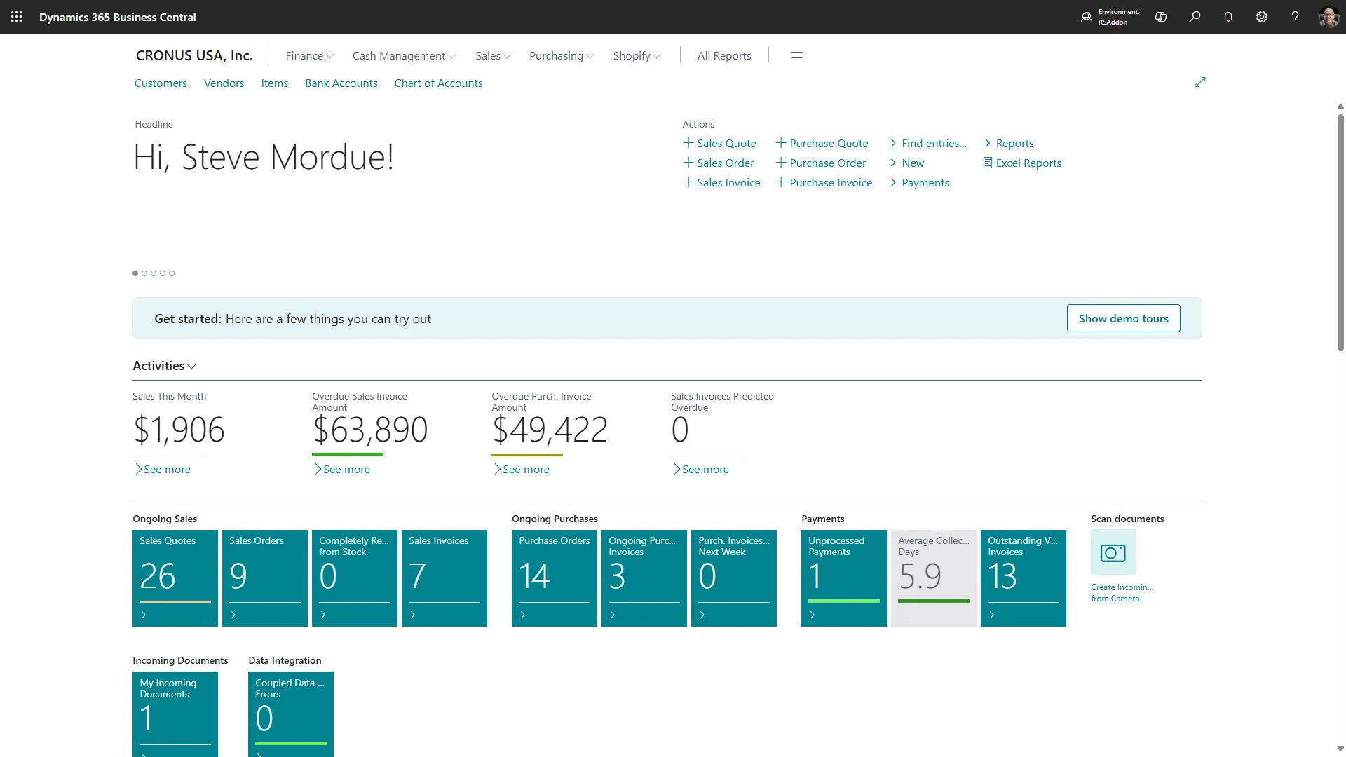 Business Central environment login