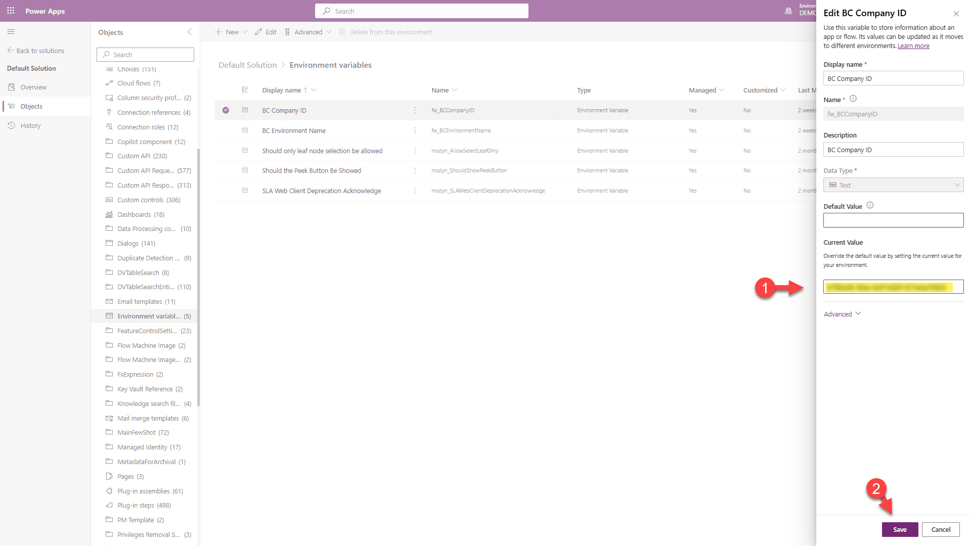 Paste Company ID and save