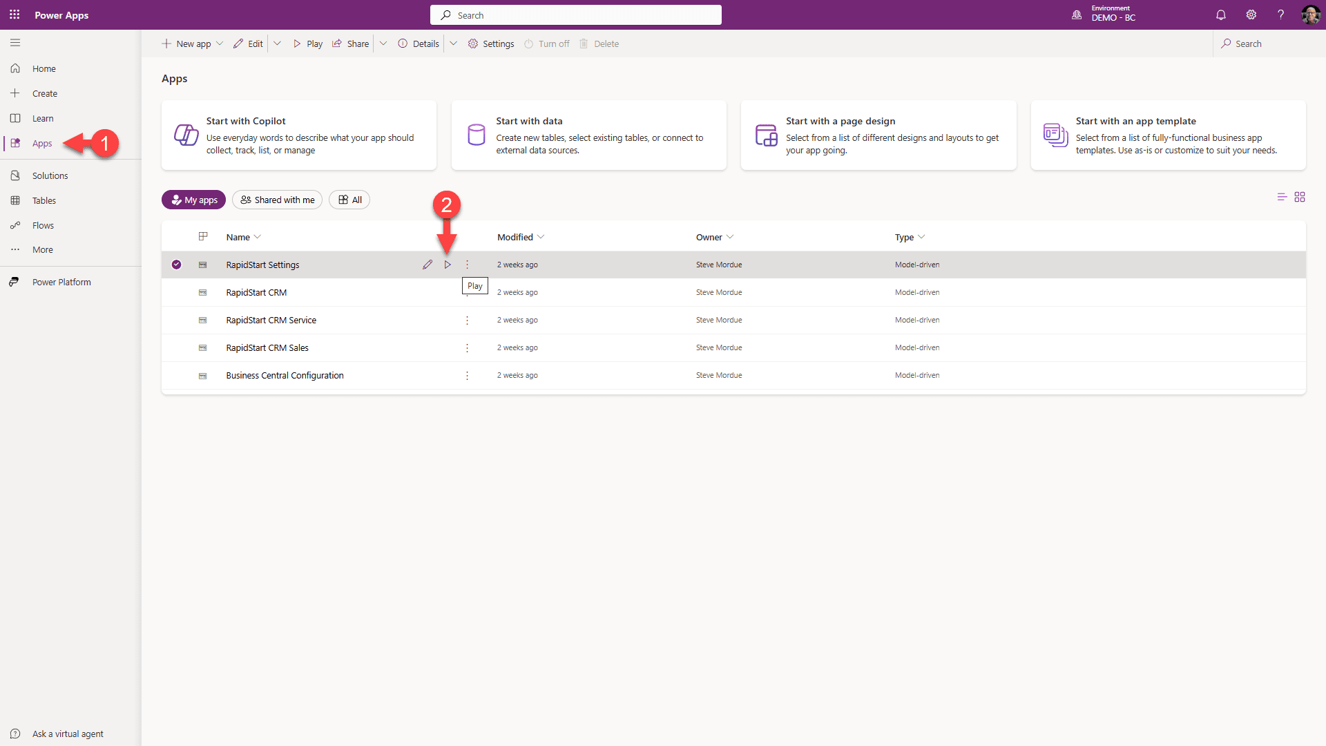 Maker portal - Apps sidebar