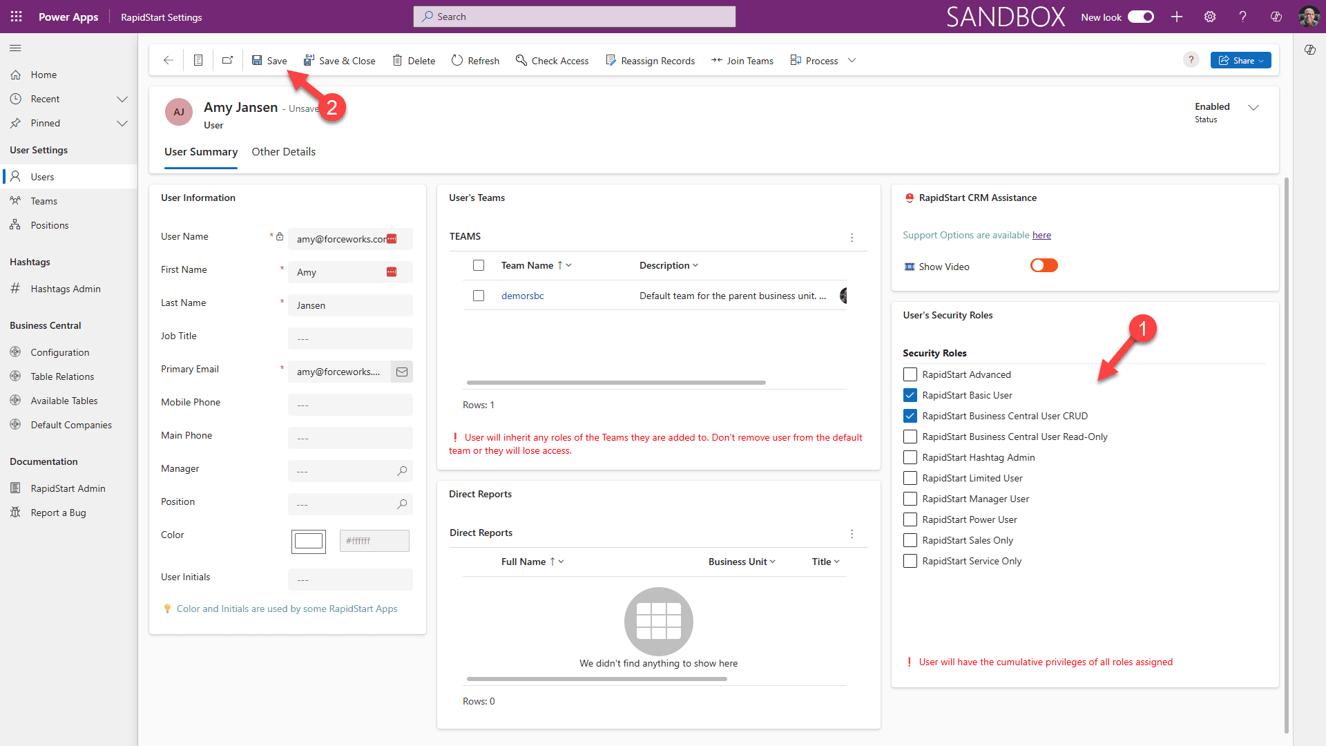 BC beveiligingsrollen toewijzen