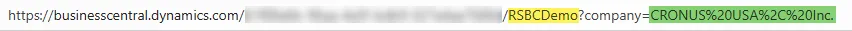 BC address bar showing Environment ID and Company Name
