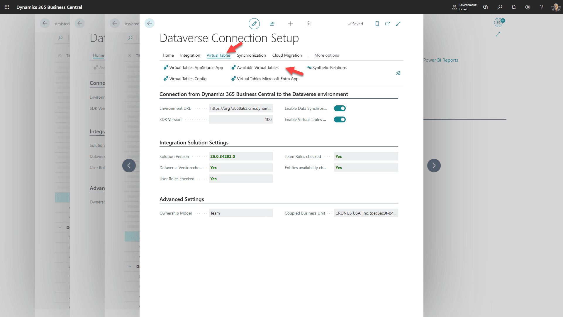 Virtuele Tabellen tabblad - Beschikbare Virtuele Tabellen