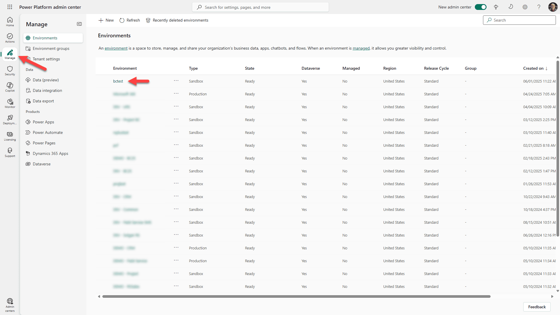 Power Platform Admin Center