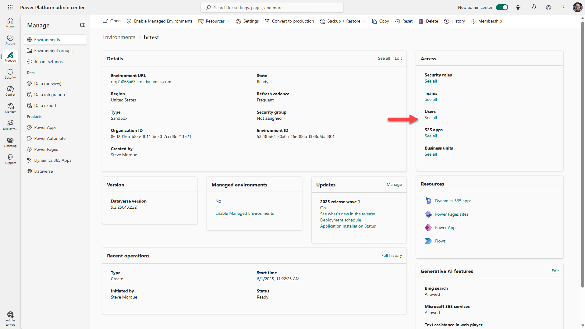 Ortam ayarları - Tüm kullanıcıları gör