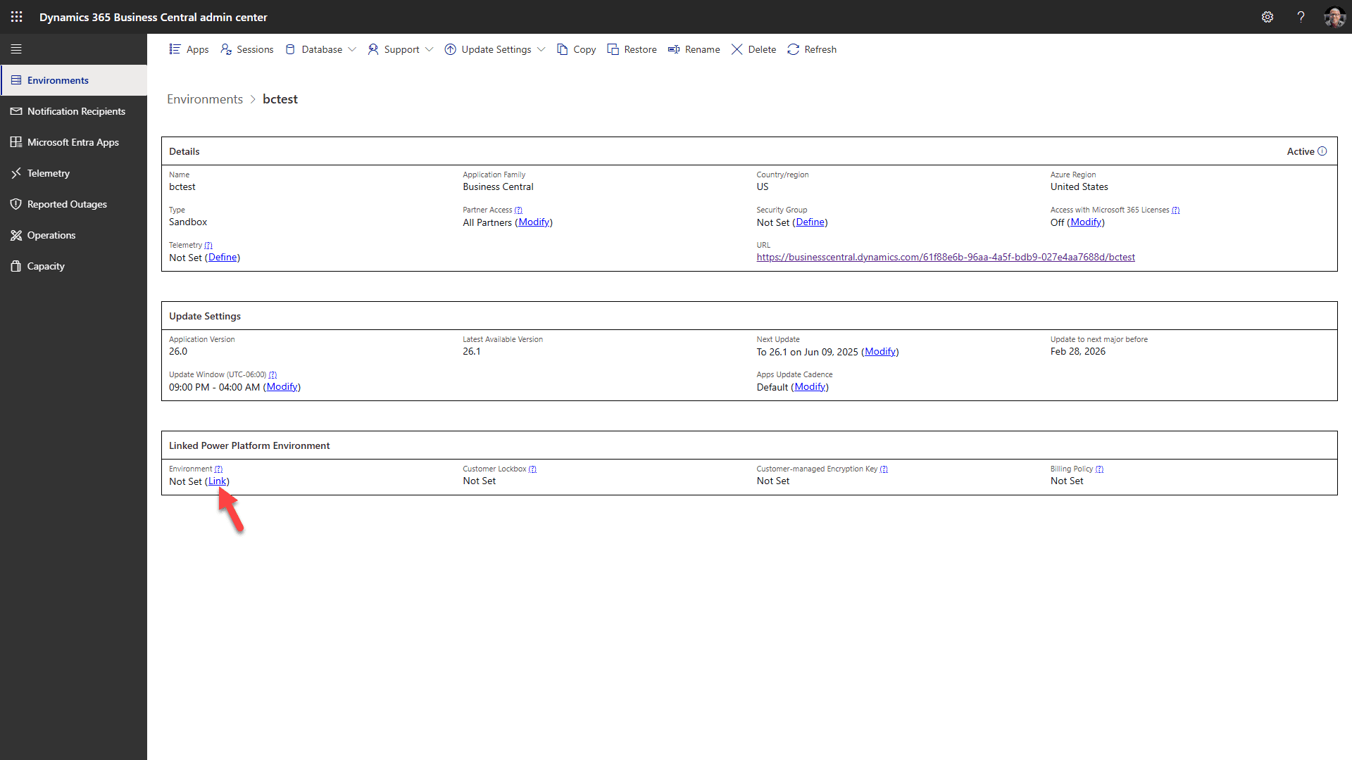 Link Dataverse environment