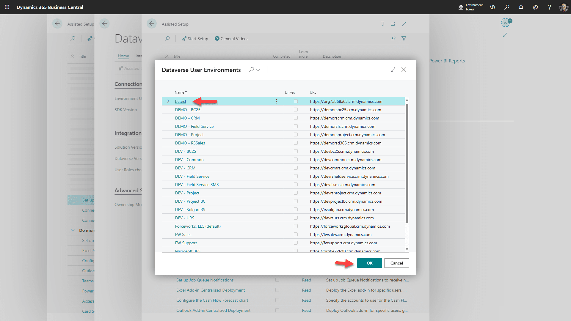 Select target Dataverse environment