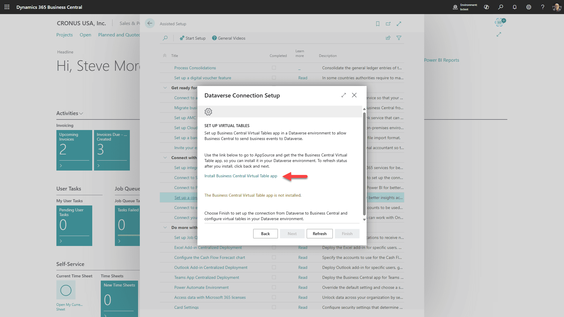 Installeer Business Central Virtual Table app