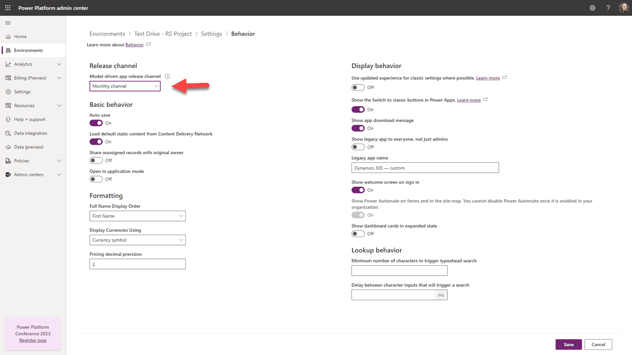 Settings — Behavior