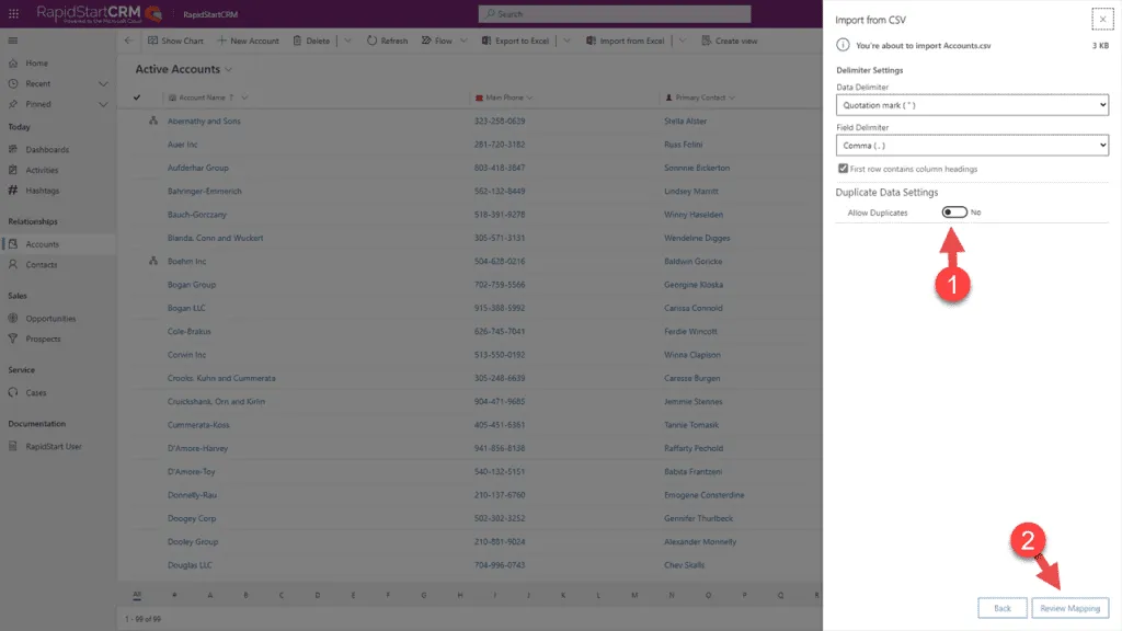 Upload your CSV file
