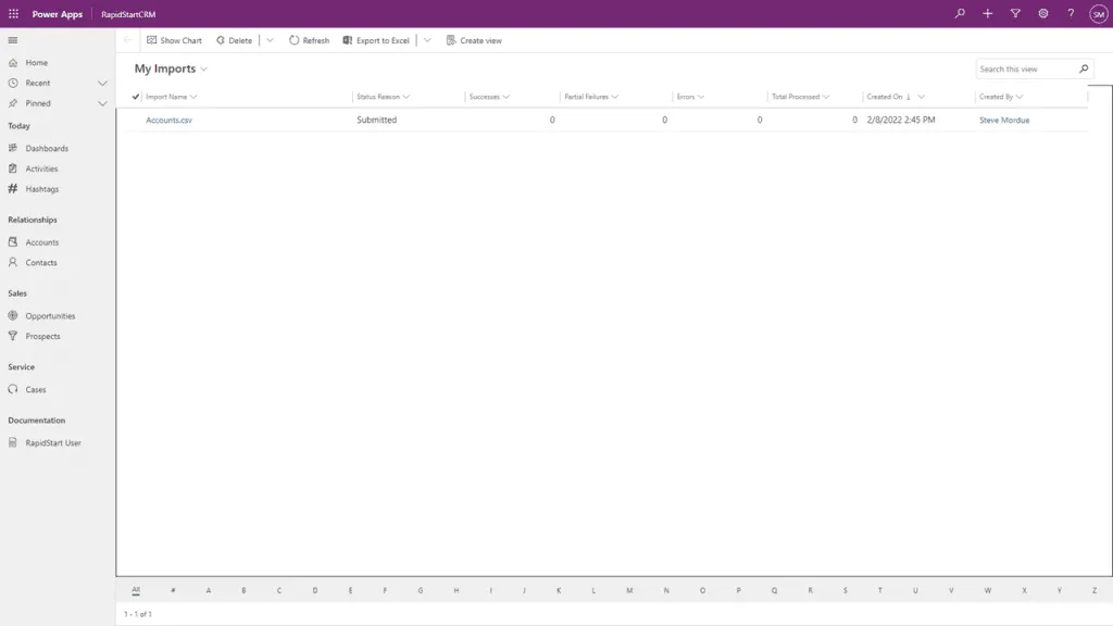 Review mapping and submit import