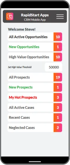 Mobile app — Home screen
