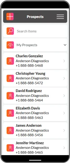 Mobile app — Accounts list