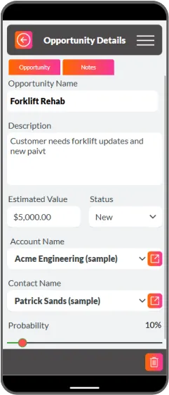 Mobile app — Account detail