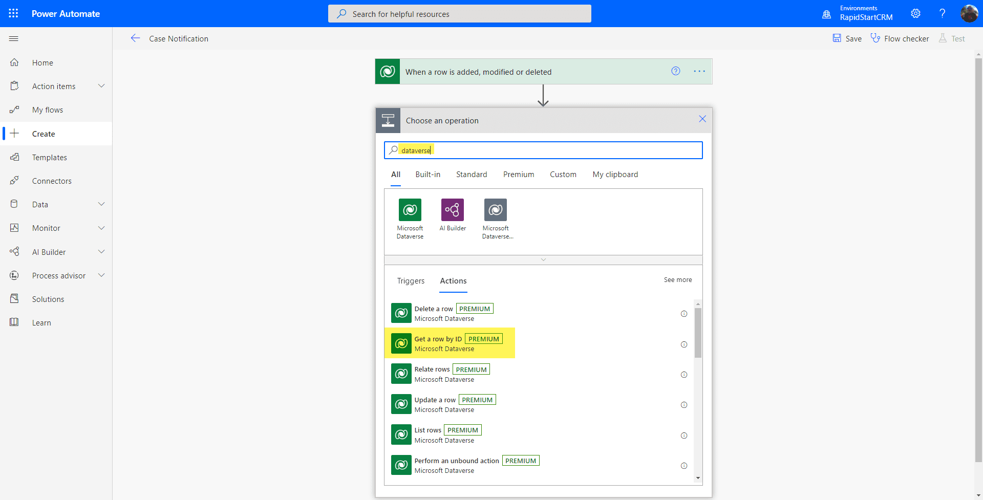 Power Automate — Get a row by ID művelet