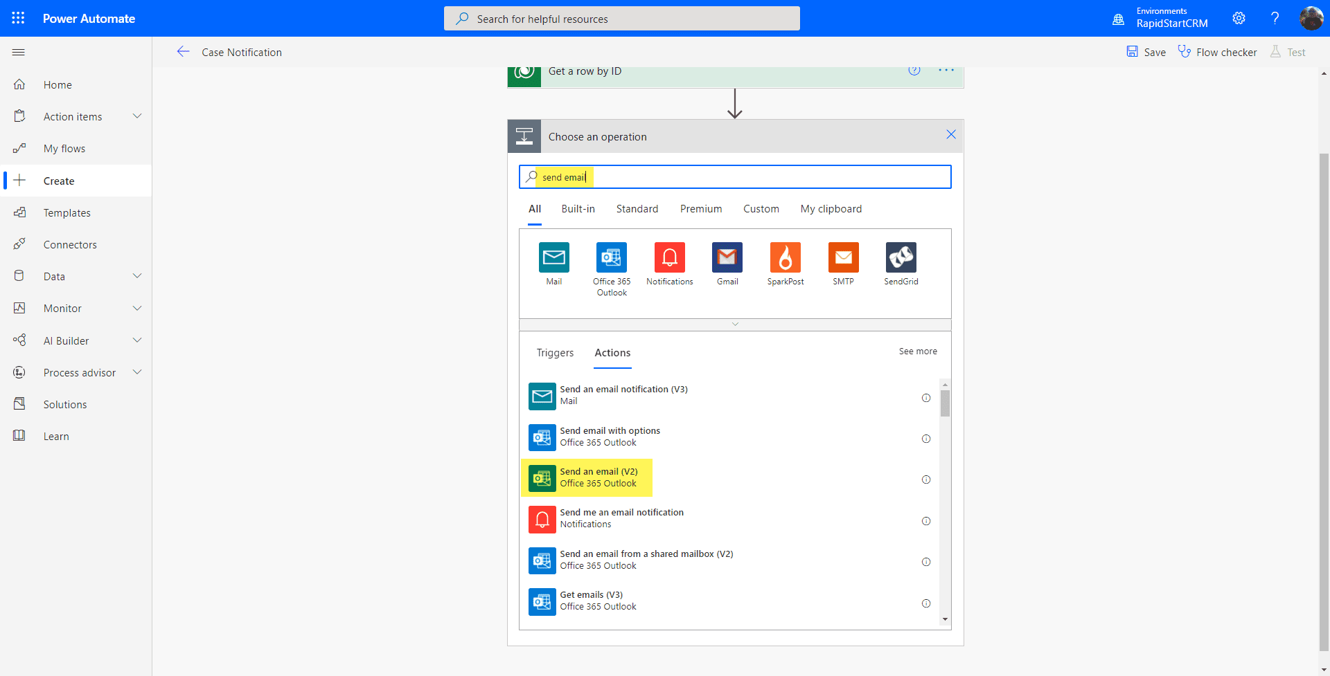 Power Automate — Send an email V2 action
