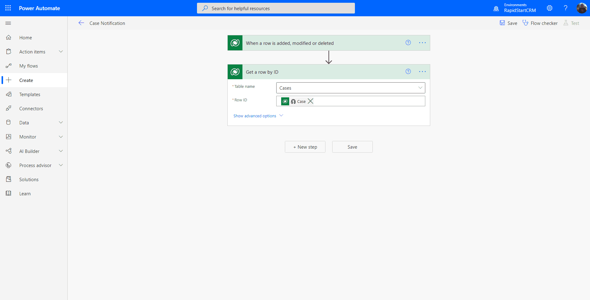 Power Automate — Get a row by ID configured
