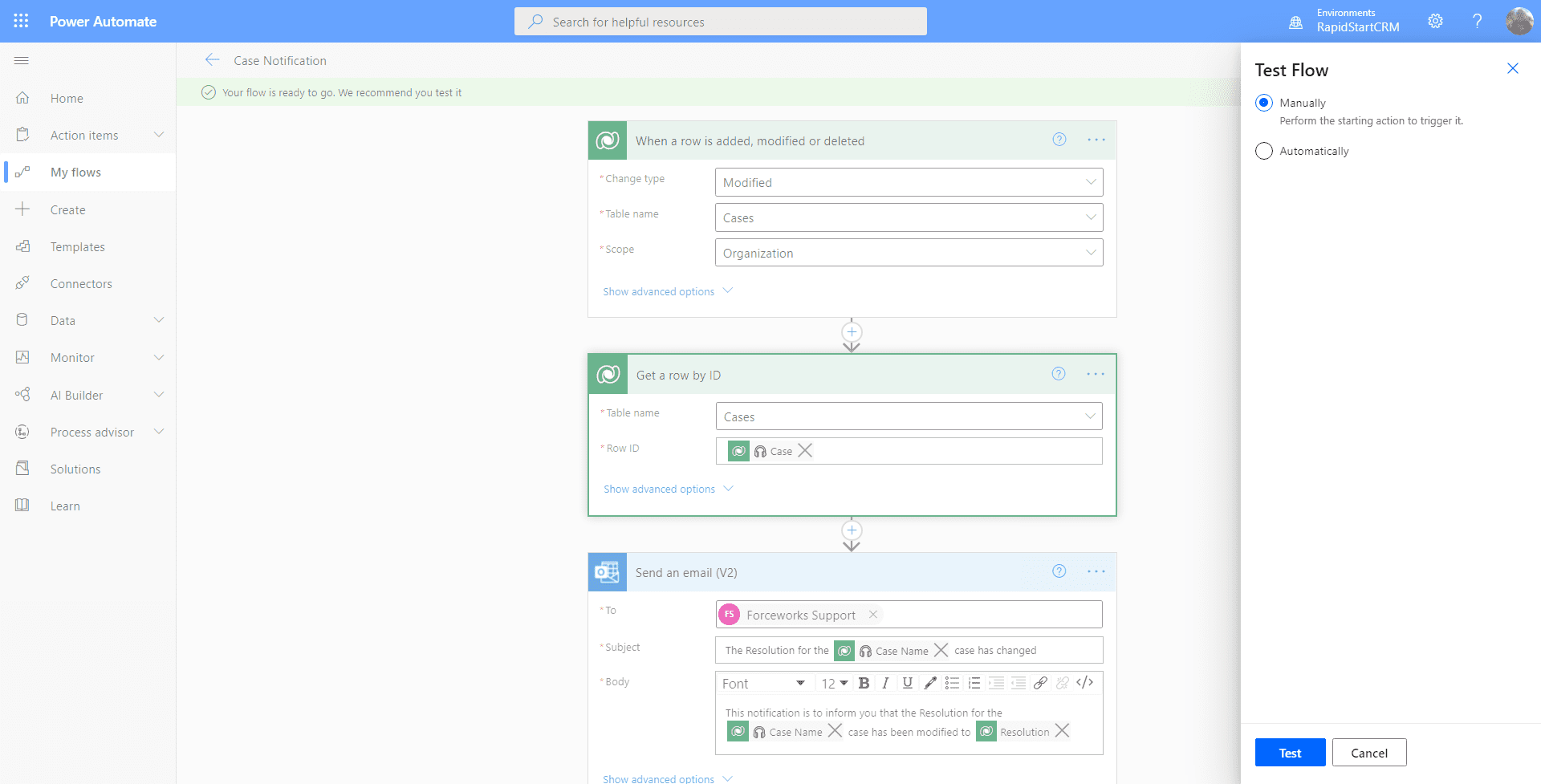 Power Automate — manual test