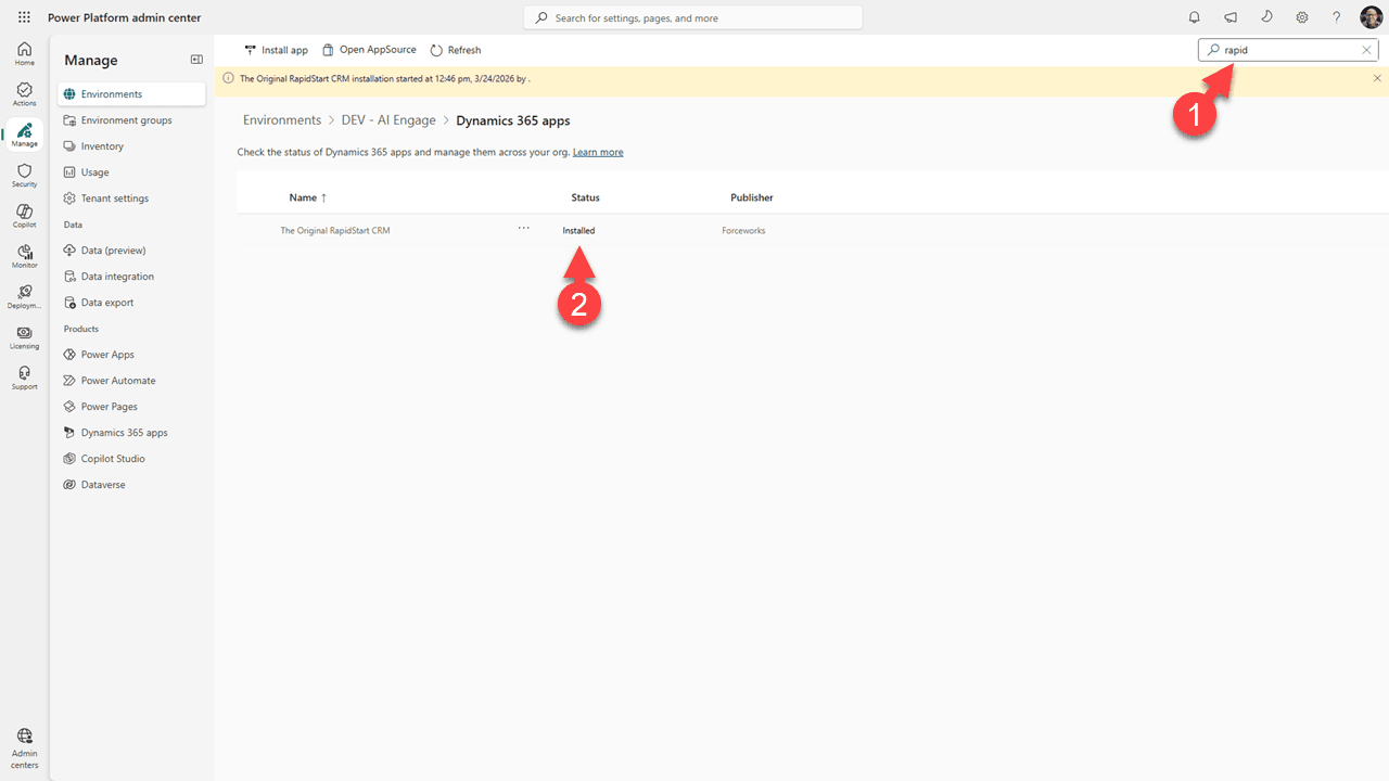 Installation configuration