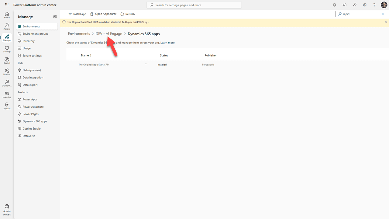 Installation in progress