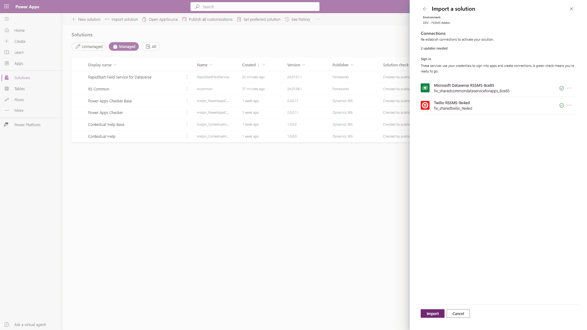 Twilio connection — green check