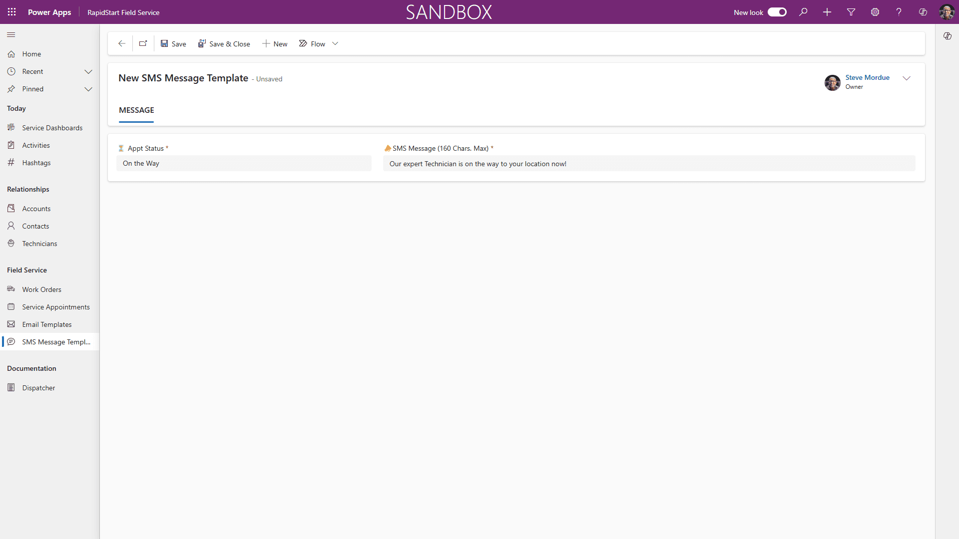 Select appointment status event