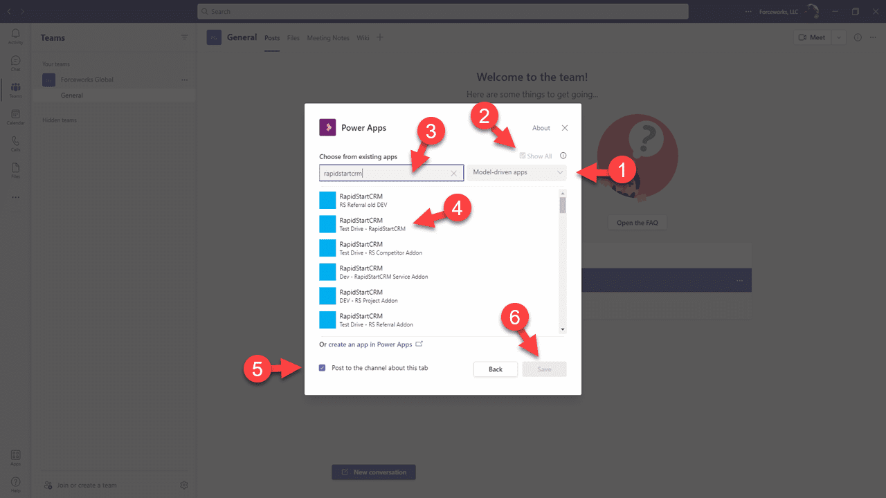 Select RapidStart CRM from the app list