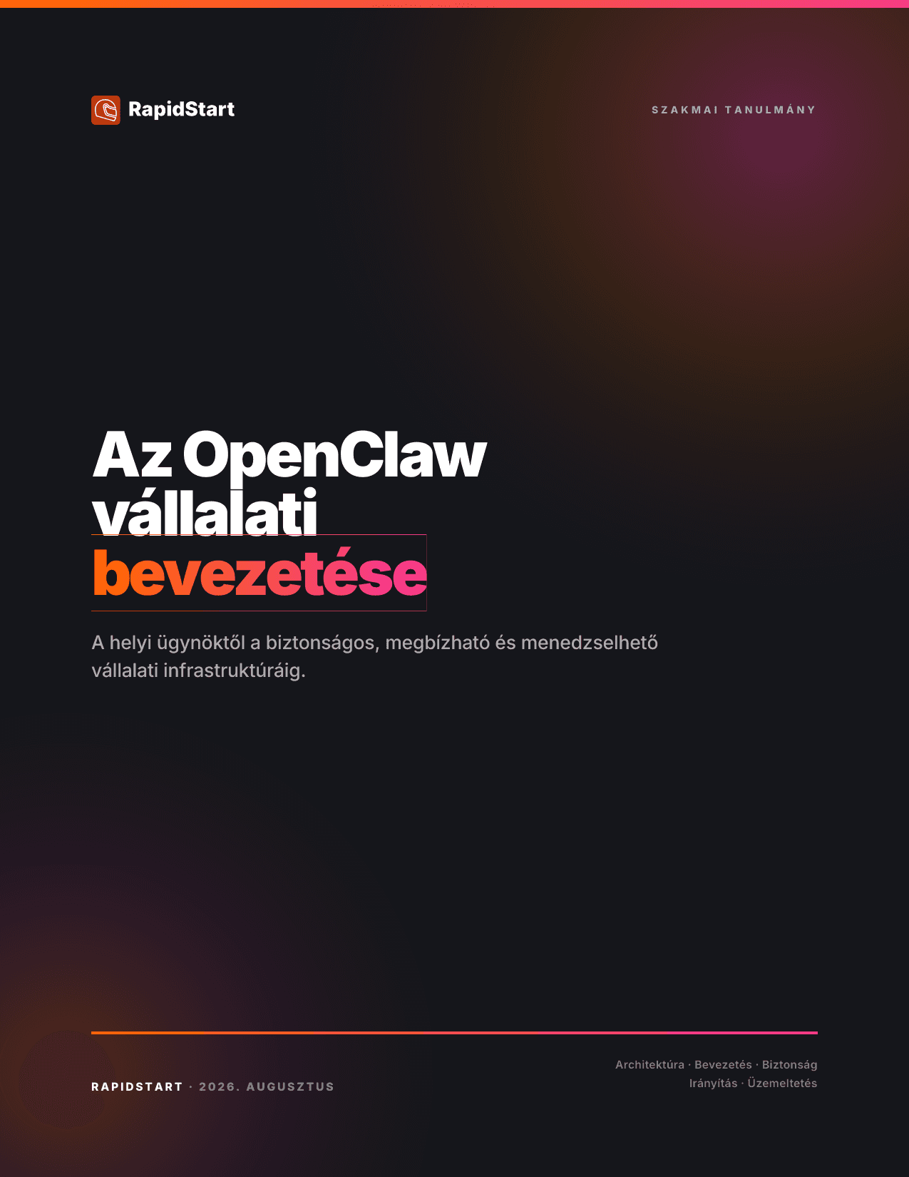 Az OpenClaw üzleti bevezetése című tanulmány borítója